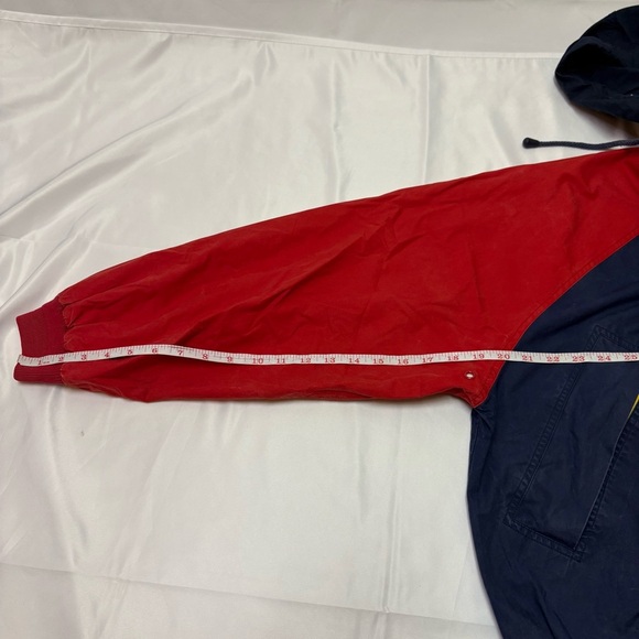 Vintage 90s Nautica Men’s Medium Tricolor Hooded Jacket Colour Block 100% Cotton - Picture 12 of 13